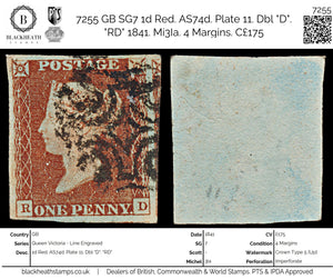 7255 GB SG7 1d Red. AS74d. Plate 11. Dbl 