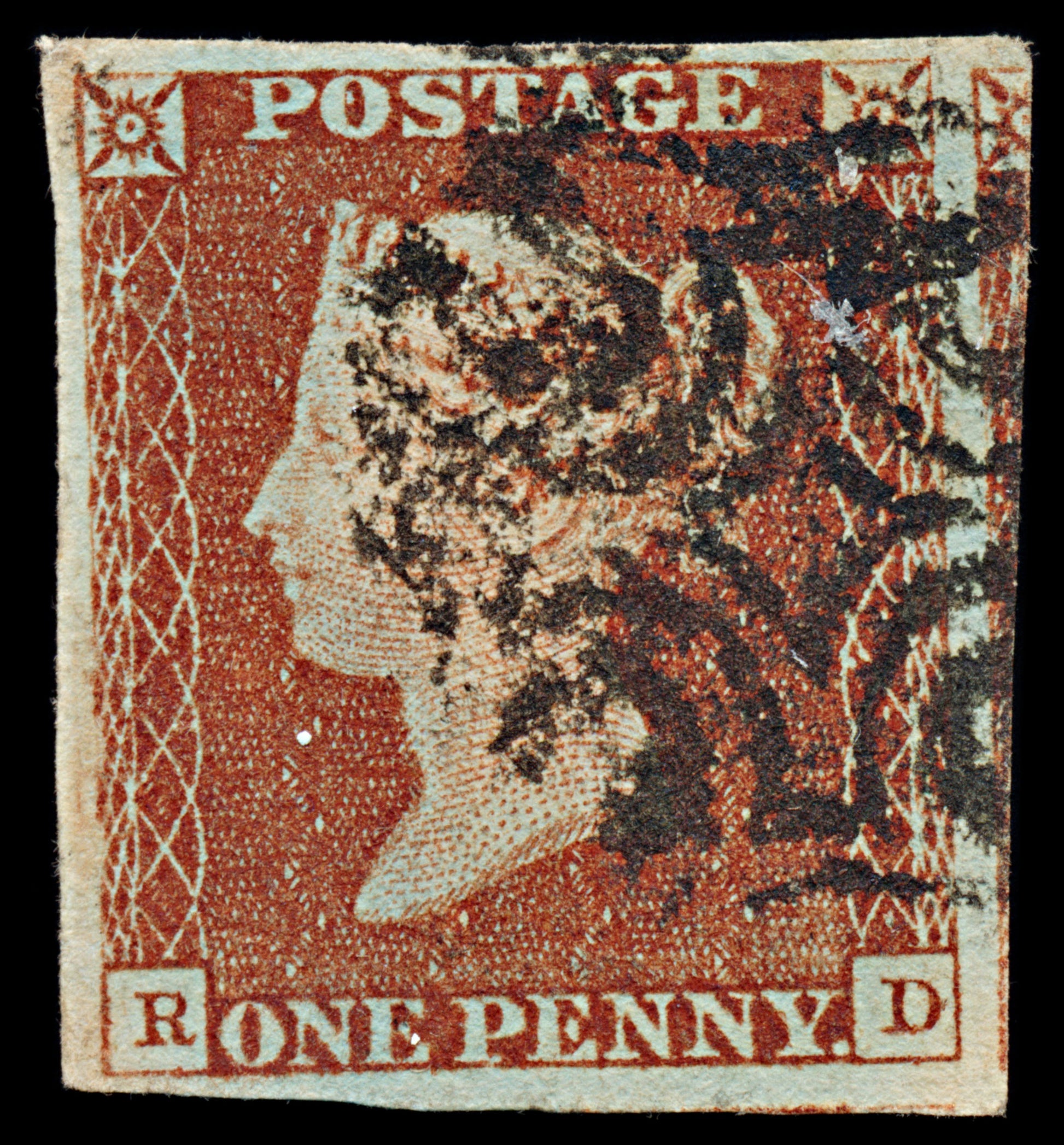 7255 GB SG7 1d Red. AS74d. Plate 11. Dbl "D". "RD" 1841. Mi3Ia. 4 Margins. C£175