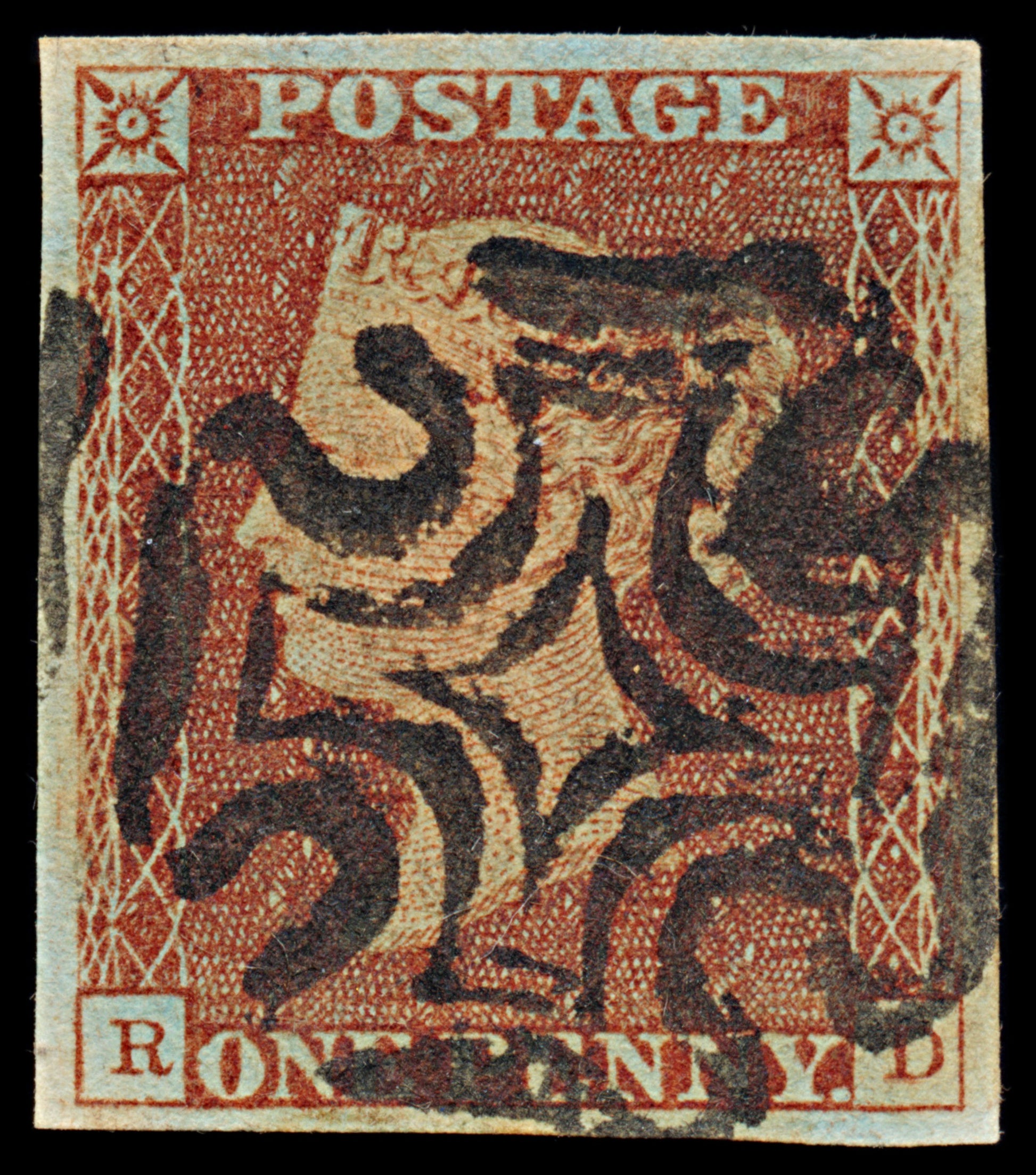 7256 GB SG7 1d Red. AS74d. Plate 11. Dbl "D". "RD" 1841. Mi3Ia. 4 Margins. C£175