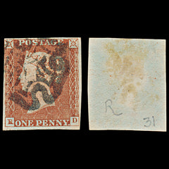 7262 GB SG8 1d Red. BS20b. Plate 31. P to R. "RD" 1841. Sc#3 Mi3Ib. 3½ Margins. C£110, view 2
