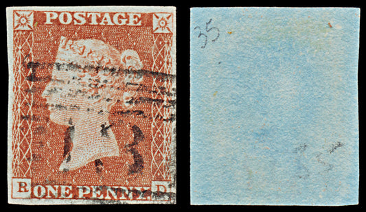 7267 GB SG8 1d Red. BS24xa. Plate 35. "RD" 1841. Sc#3 Mi3Ib. 4 Margins. C£65