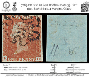 7269 GB SG8 1d Red. BS28sa. Plate 39. 
