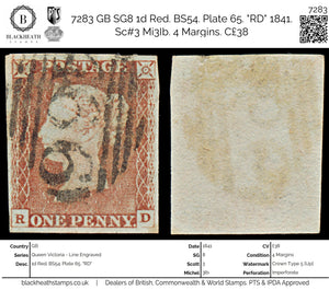 7283 GB SG8 1d Red. BS54. Plate 65. 