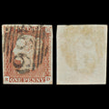 7283 GB SG8 1d Red. BS54. Plate 65. "RD" 1841. Sc#3 Mi3Ib. 4 Margins. C£38