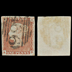7283 GB SG8 1d Red. BS54. Plate 65. "RD" 1841. Sc#3 Mi3Ib. 4 Margins. C£38, view 2