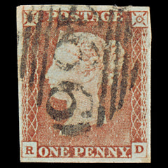 7283 GB SG8 1d Red. BS54. Plate 65. "RD" 1841. Sc#3 Mi3Ib. 4 Margins. C£38, view 3