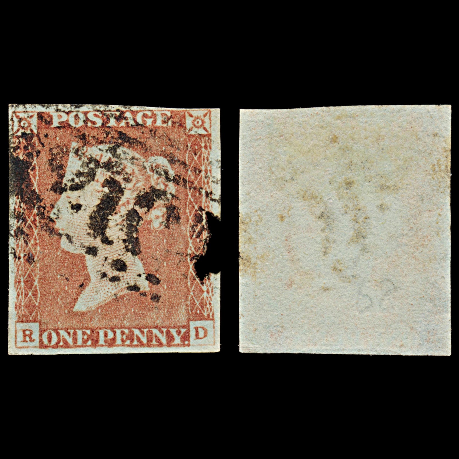 7286 GB SG8 1d Red. BS57. Plate 68. "RD" 1841. Sc#3 Mi3Ib. 4 Margins. C£35