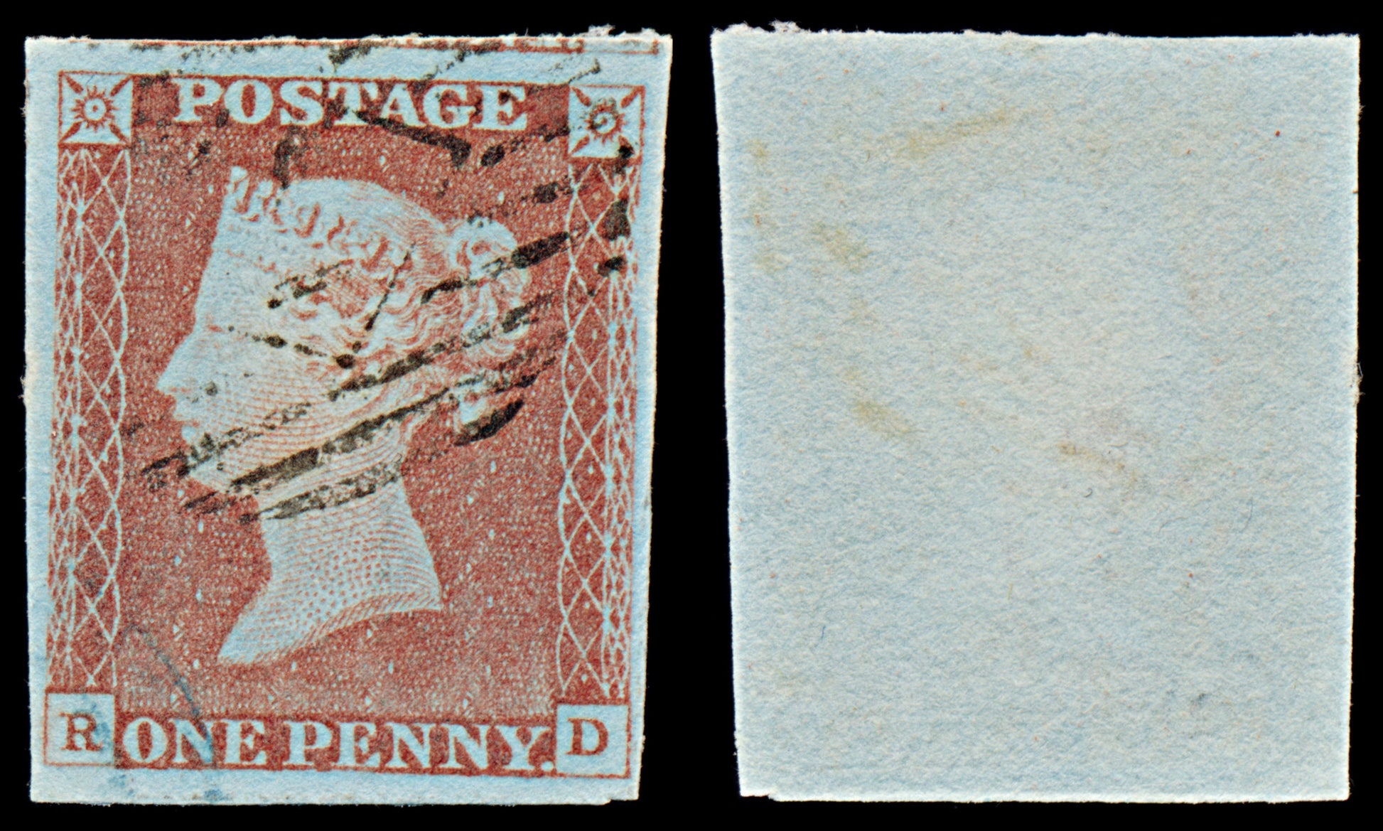 7288 GB SG8 1d Red. BS58. Plate 69. "RD" 1841. Sc#3 Mi3Ib. 4 Margins. C£35