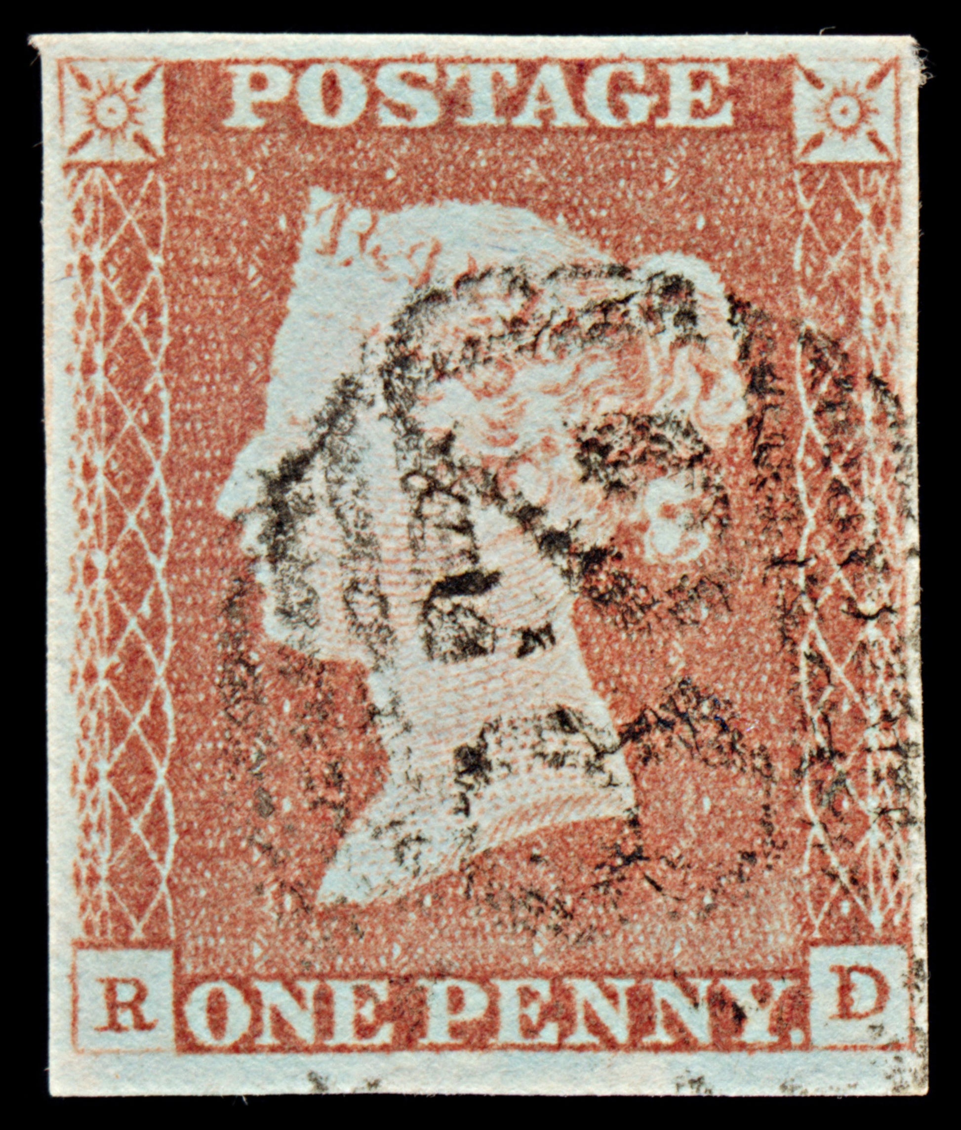 7290 GB SG8 1d Red. BS59. Plate 70. "RD" 1841. Sc#3 Mi3Ib. 4 Margins. C£35