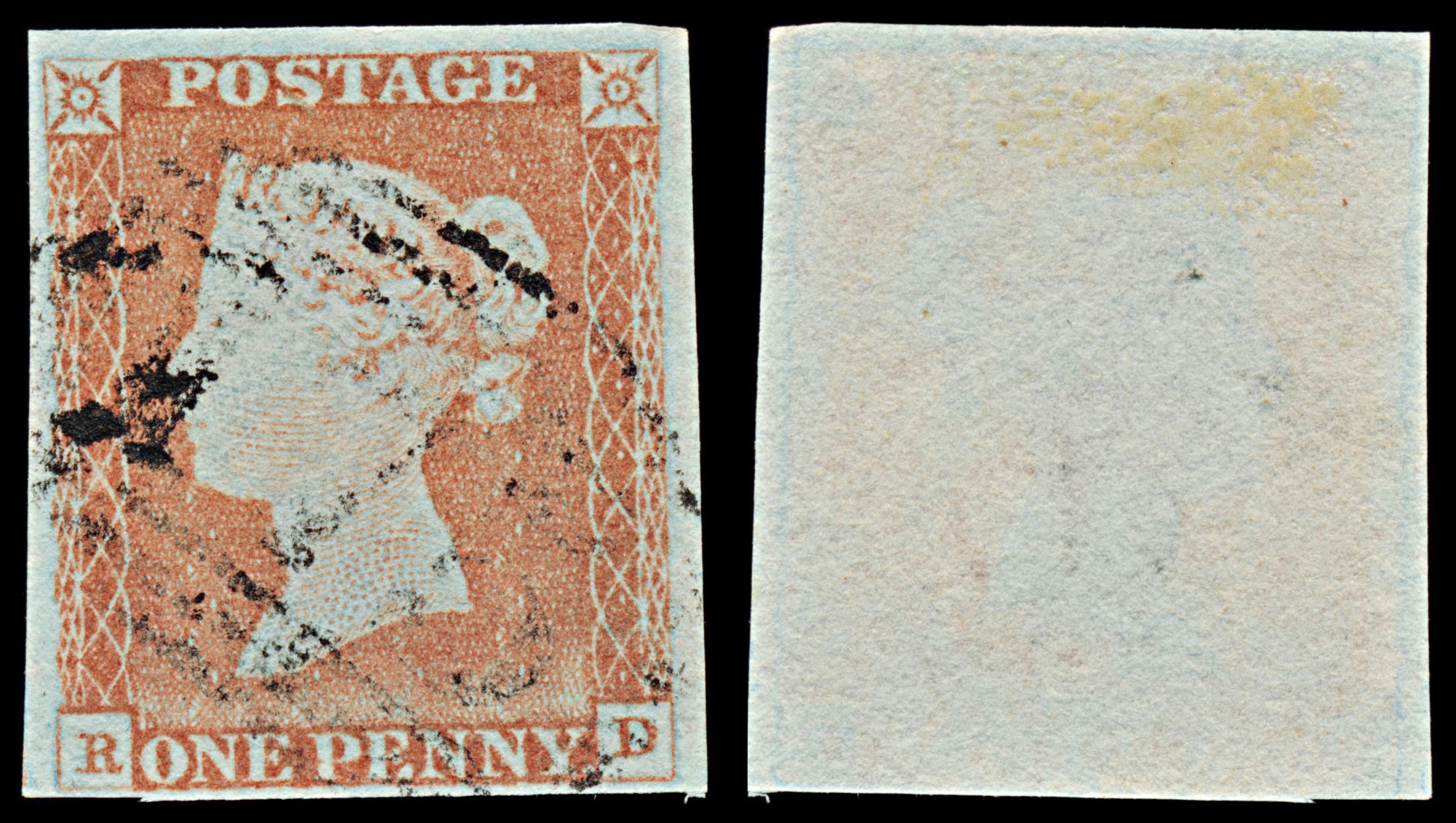 7291 GB SG8 1d Red. BS60. Plate 71. "RD" 1841. Sc#3 Mi3Ib. 4 Margins. C£38