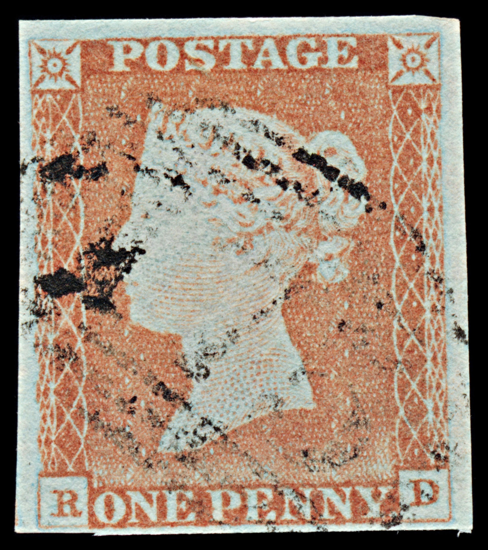 7291 GB SG8 1d Red. BS60. Plate 71. "RD" 1841. Sc#3 Mi3Ib. 4 Margins. C£38