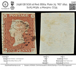 7298 GB SG8 1d Red. BS64. Plate 75. 