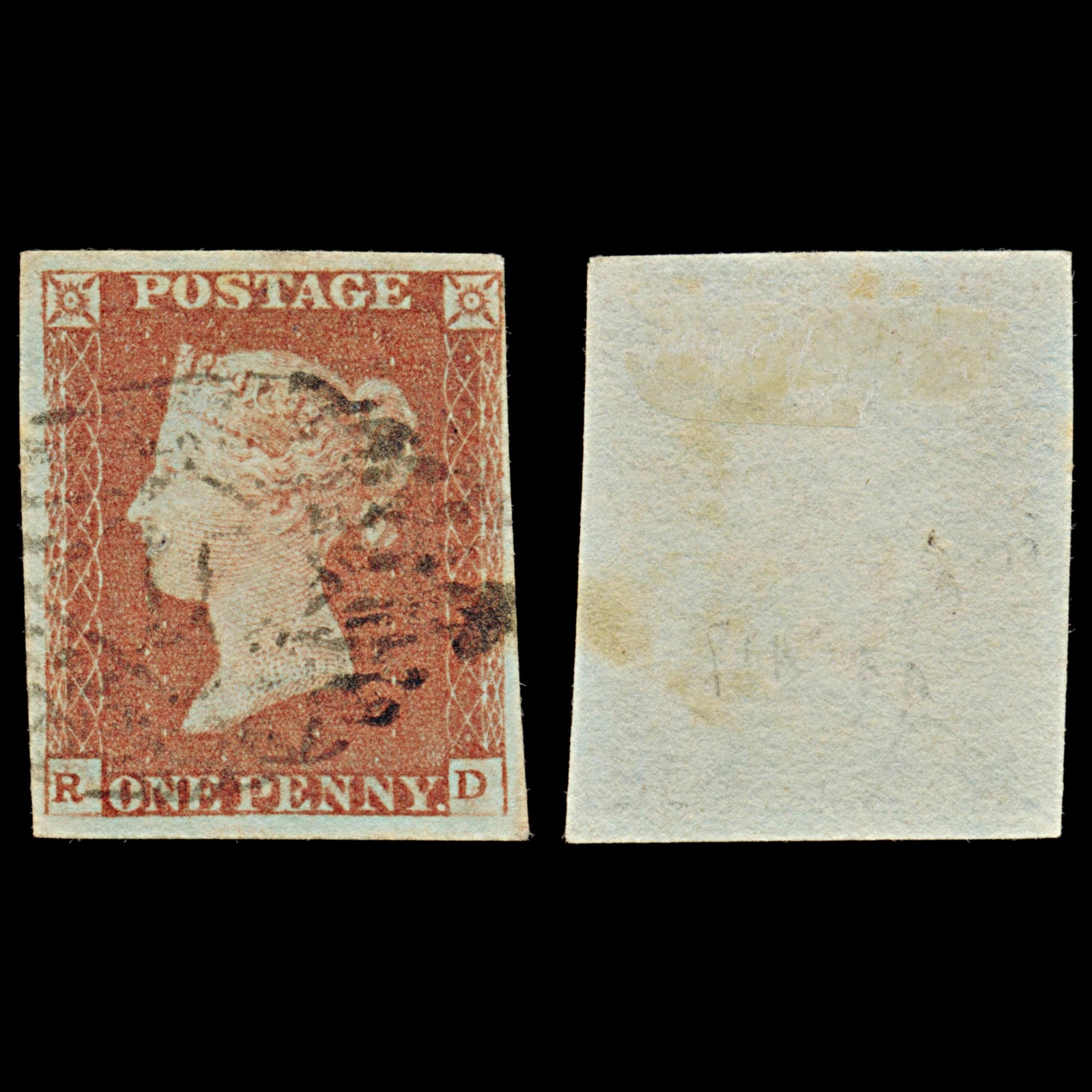 7298 GB SG8 1d Red. BS64. Plate 75. "RD" 1841. Sc#3 Mi3Ib. 4 Margins. C£35