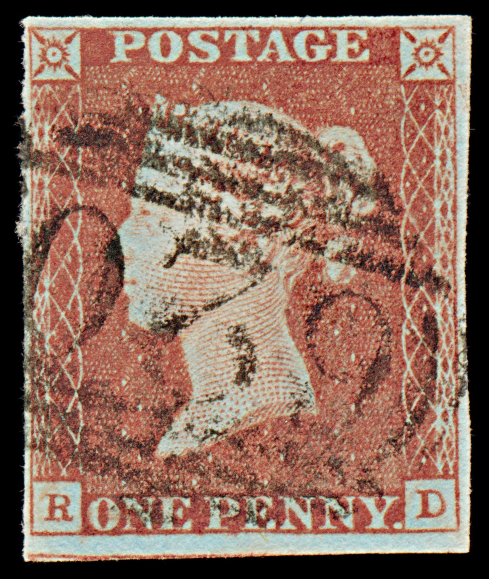 7299 GB SG8 1d Red. BS65. Plate 76. "RD" 1841. Sc#3 Mi3Ib. 4 Margins. C£35