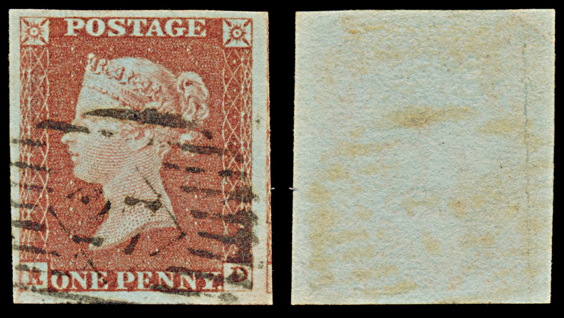 7302 GB SG8 1d Red. BS70. Plate 81. "RD" 1841. Sc#3 Mi3Ib. 4 Margins. C£35