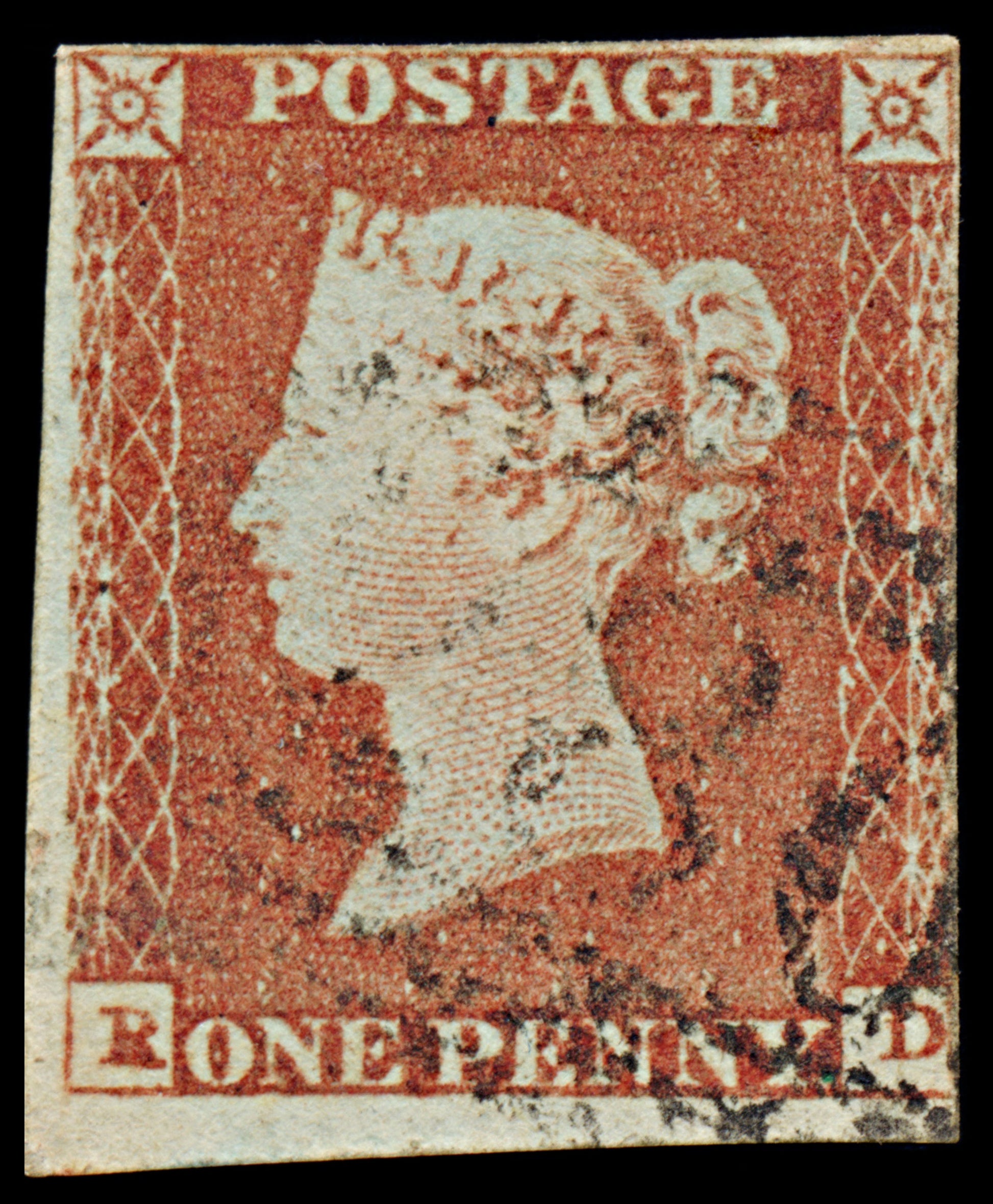 7307 GB SG8 1d Red. BS75d. Plate 86. "RD" 1841. Sc#3 Mi3Ib. 3 Margins. C£80