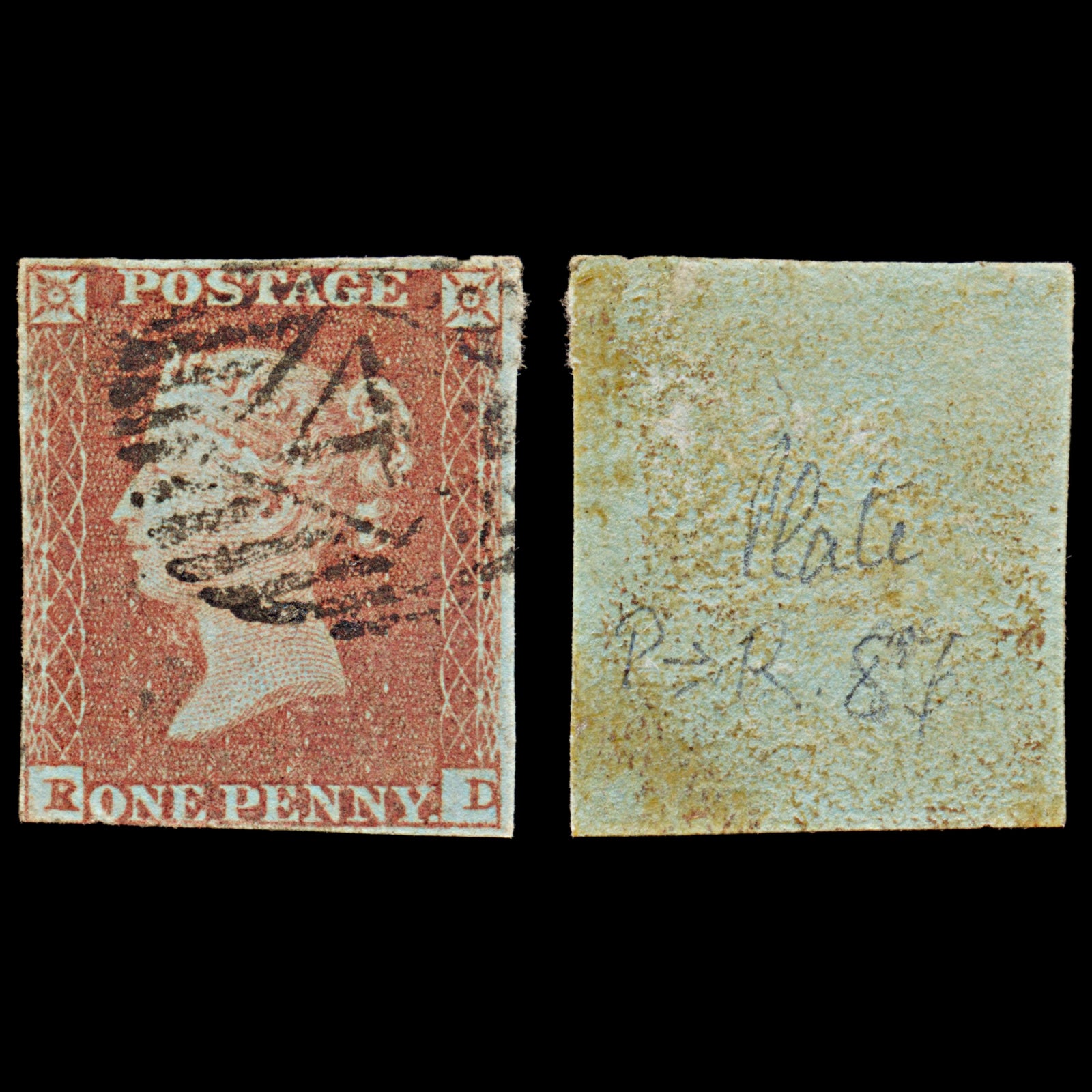7310 GB SG8 1d Red. BS76d. Plate 87. "RD" 1841. Sc#3 Mi3Ib. 3 Margins. C£80