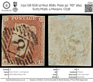 7312 GB SG8 1d Red. BS81. Plate 92. 
