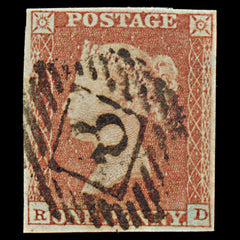7312 GB SG8 1d Red. BS81. Plate 92. "RD" 1841. Sc#3 Mi3Ib. 4 Margins. C£38, view 3
