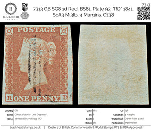 7313 GB SG8 1d Red. BS81. Plate 93. 