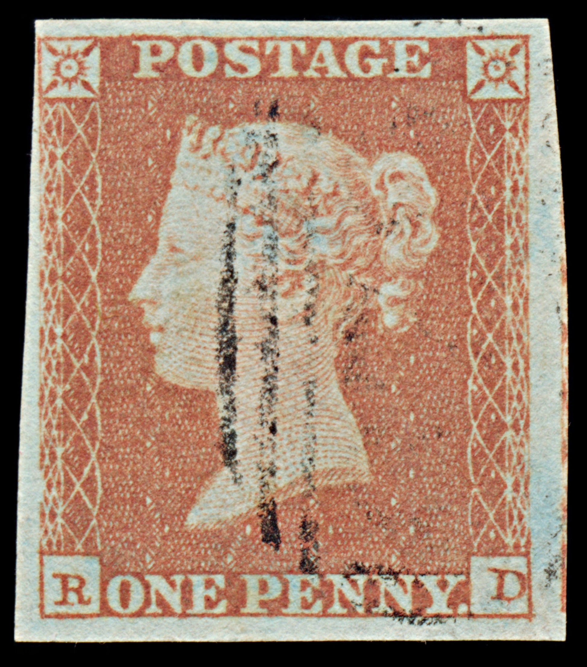 7313 GB SG8 1d Red. BS81. Plate 93. "RD" 1841. Sc#3 Mi3Ib. 4 Margins. C£38