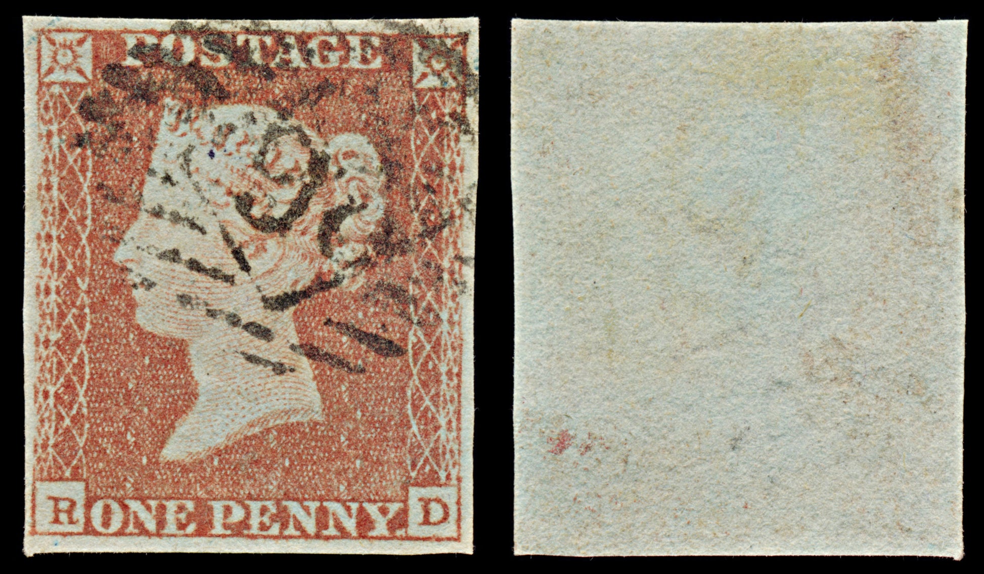 7314 GB SG8 1d Red. BS81c. Plate 94. "RD" 1841. Sc#3 Mi3Ib. 4 Margins. C£42