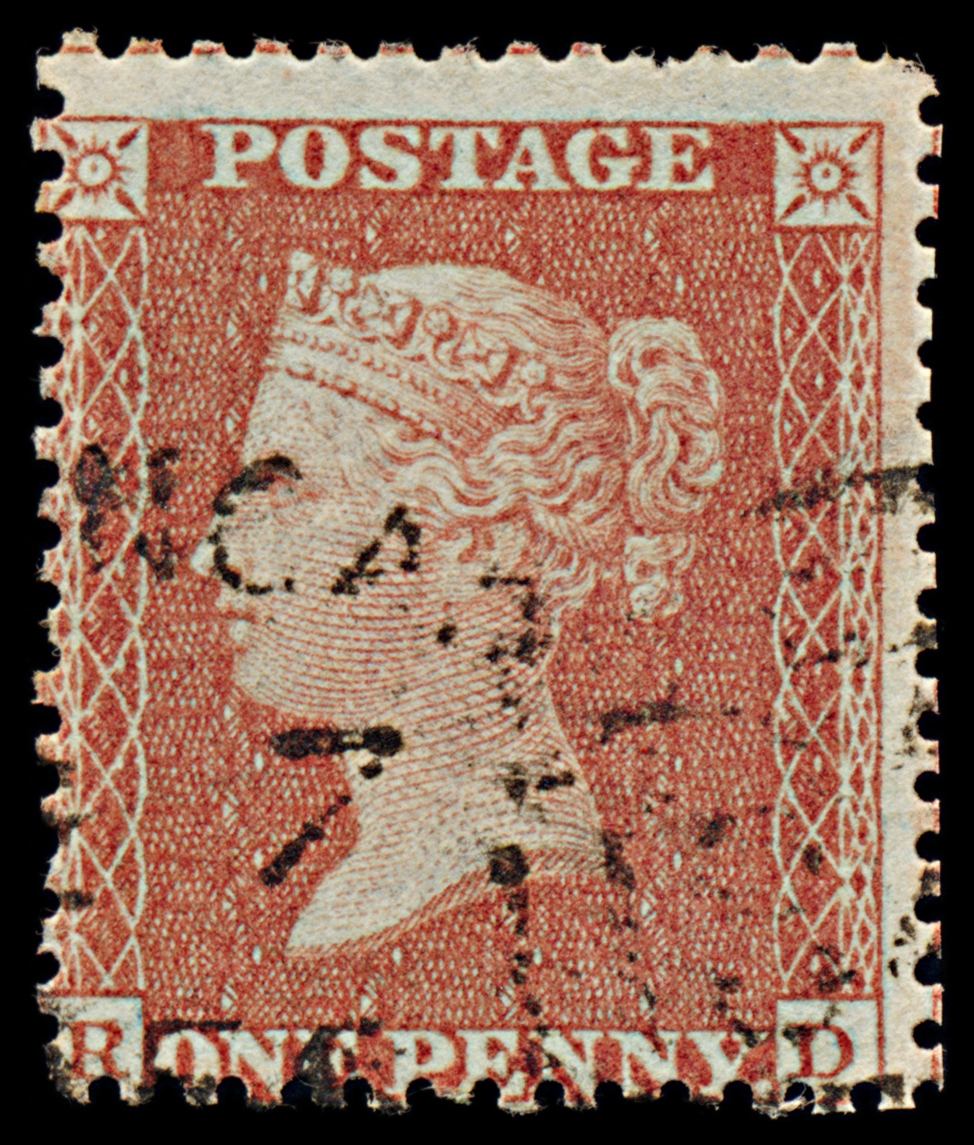 7361 GB SG C6 1d Red. Plate 14. C6. "RD" 1855. P14 LC Die II. C£30