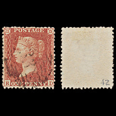 7364 GB SG40 1d Red. Plate 42. C10. "RD" 1857. Sc#20 Mi10IIbBze. P14 LC Alph III. C£10, view 1