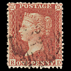 7364 GB SG40 1d Red. Plate 42. C10. "RD" 1857. Sc#20 Mi10IIbBze. P14 LC Alph III. C£10, view 3