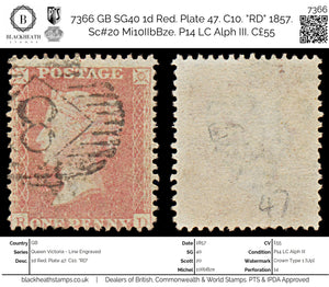 7366 GB SG40 1d Red. Plate 47. C10. 