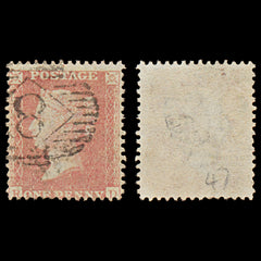 7366 GB SG40 1d Red. Plate 47. C10. "RD" 1857. Sc#20 Mi10IIbBze. P14 LC Alph III. C£55, view 2