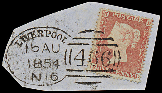 7371 GB SG17 1d Red. Plate 166. C1 "RD" 1854. Sc#8 Mi8IIAa. P16 SC Die I. C£35