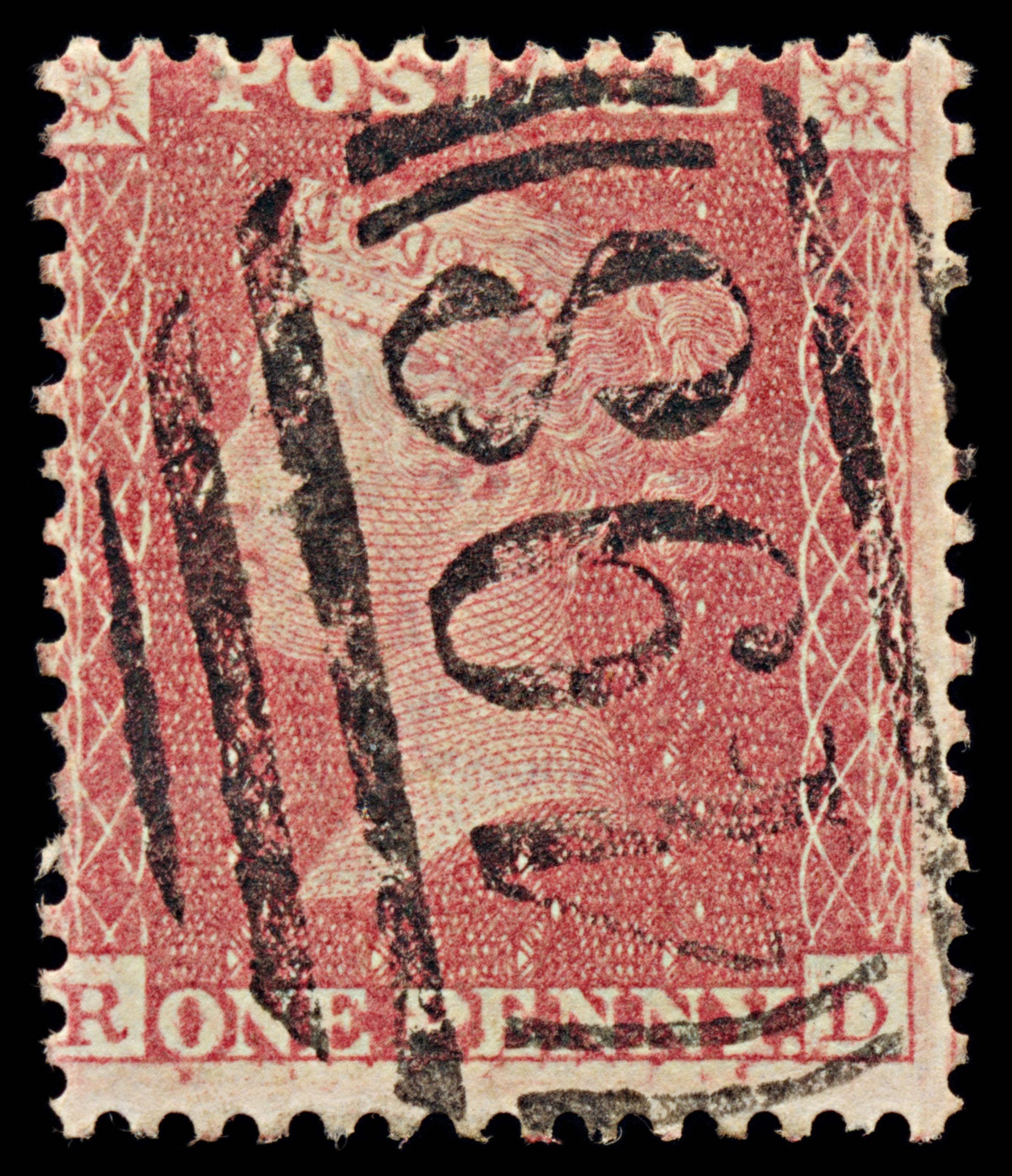 7391 GB SG C13 1d Red. Plate R15. C13 "RD" 1862. P14 LC Die II. C£35