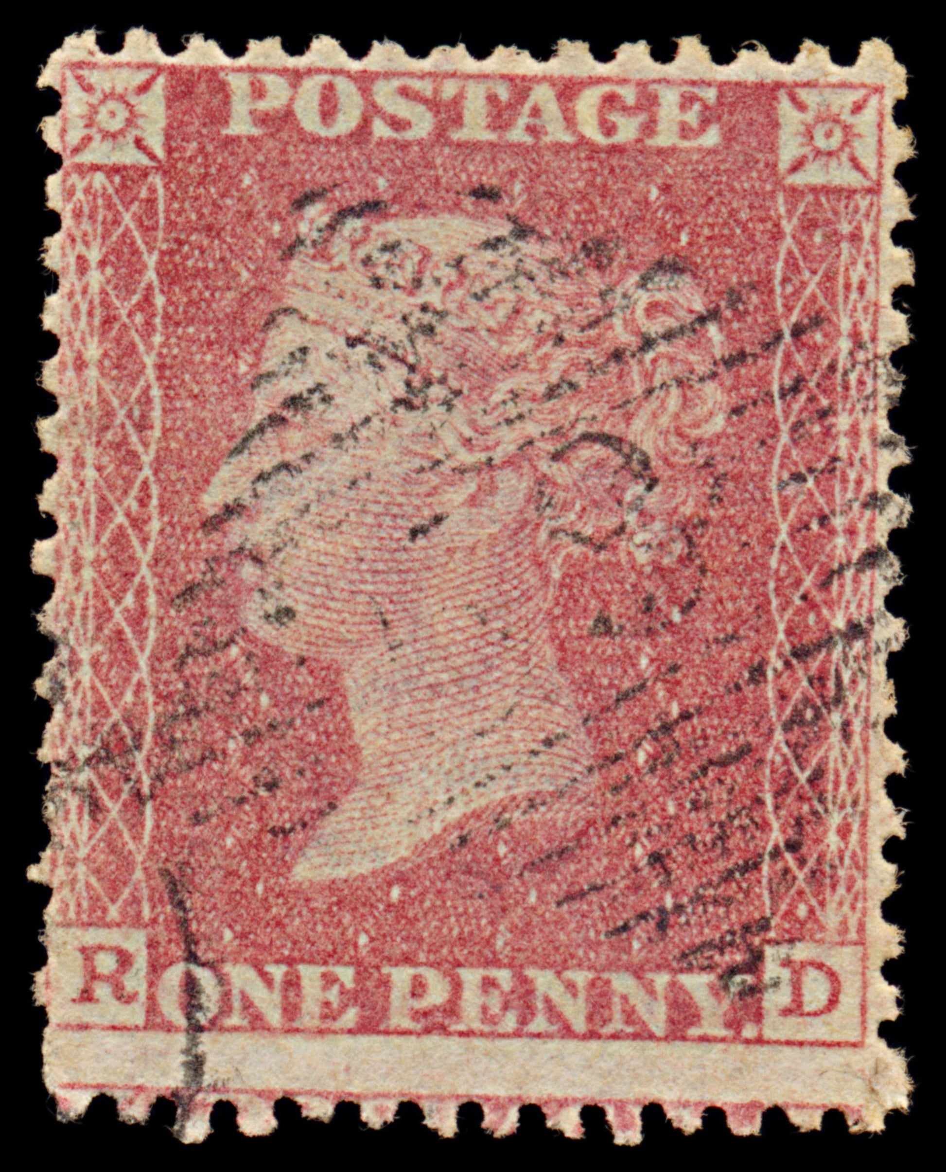 7393 GB SG C13 1d Red. Plate R16. C13 "RD" 1862. P14 LC Die II. C£35