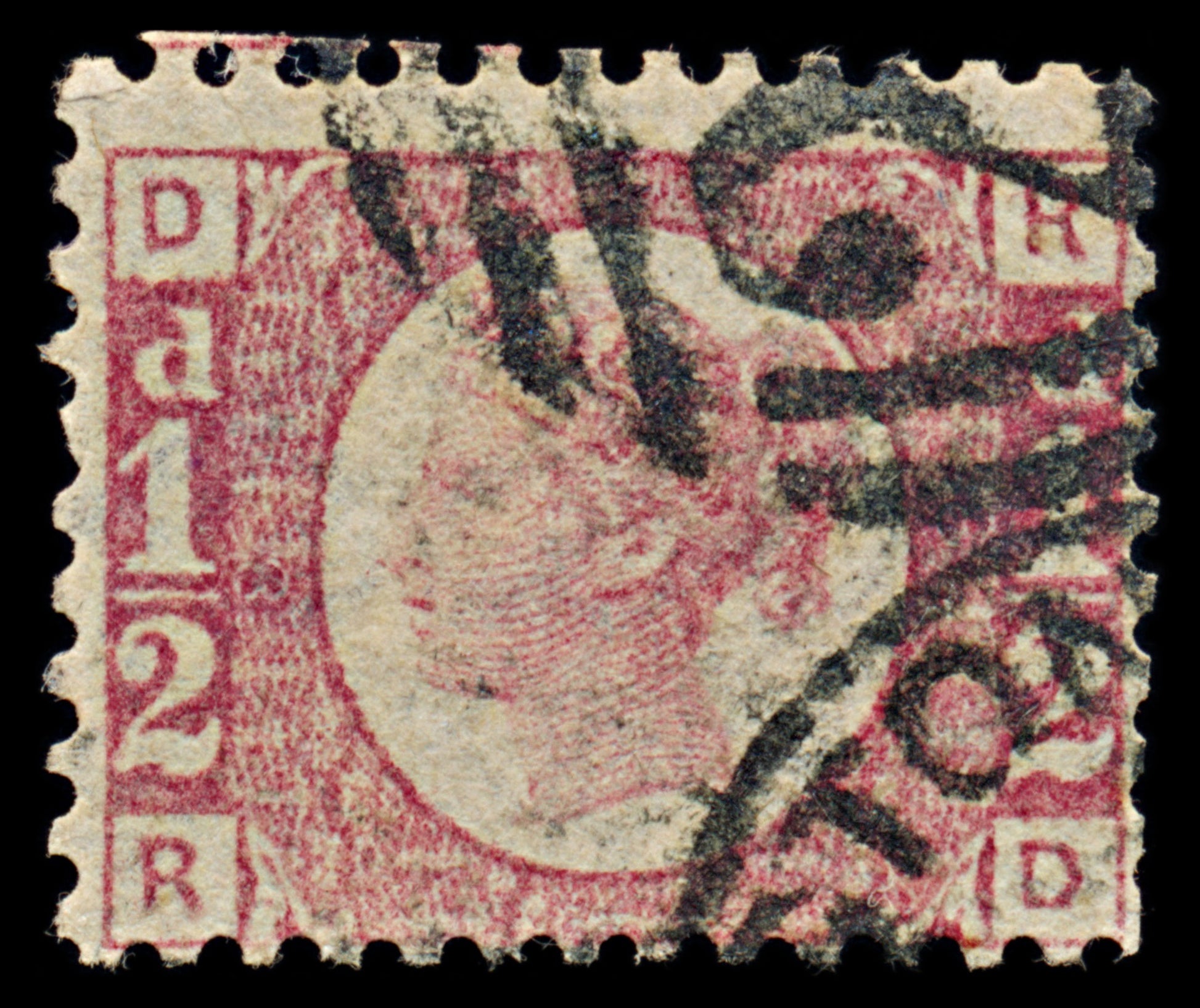 7417 GB SG49 ½d Rose-Red. Plate 8. G4 "RD" 1870. Sc#58 Mi36. Used. C£120