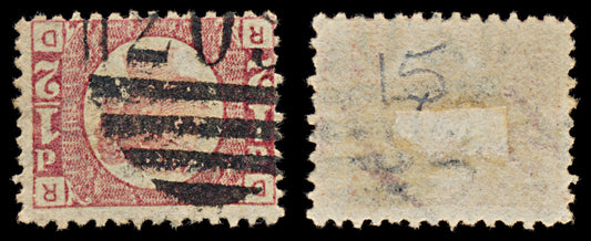 7421 GB SG49 ½d Rose-Red. Plate 15. G4 "RD" 1878. Sc#58 Mi36. Used. C£50