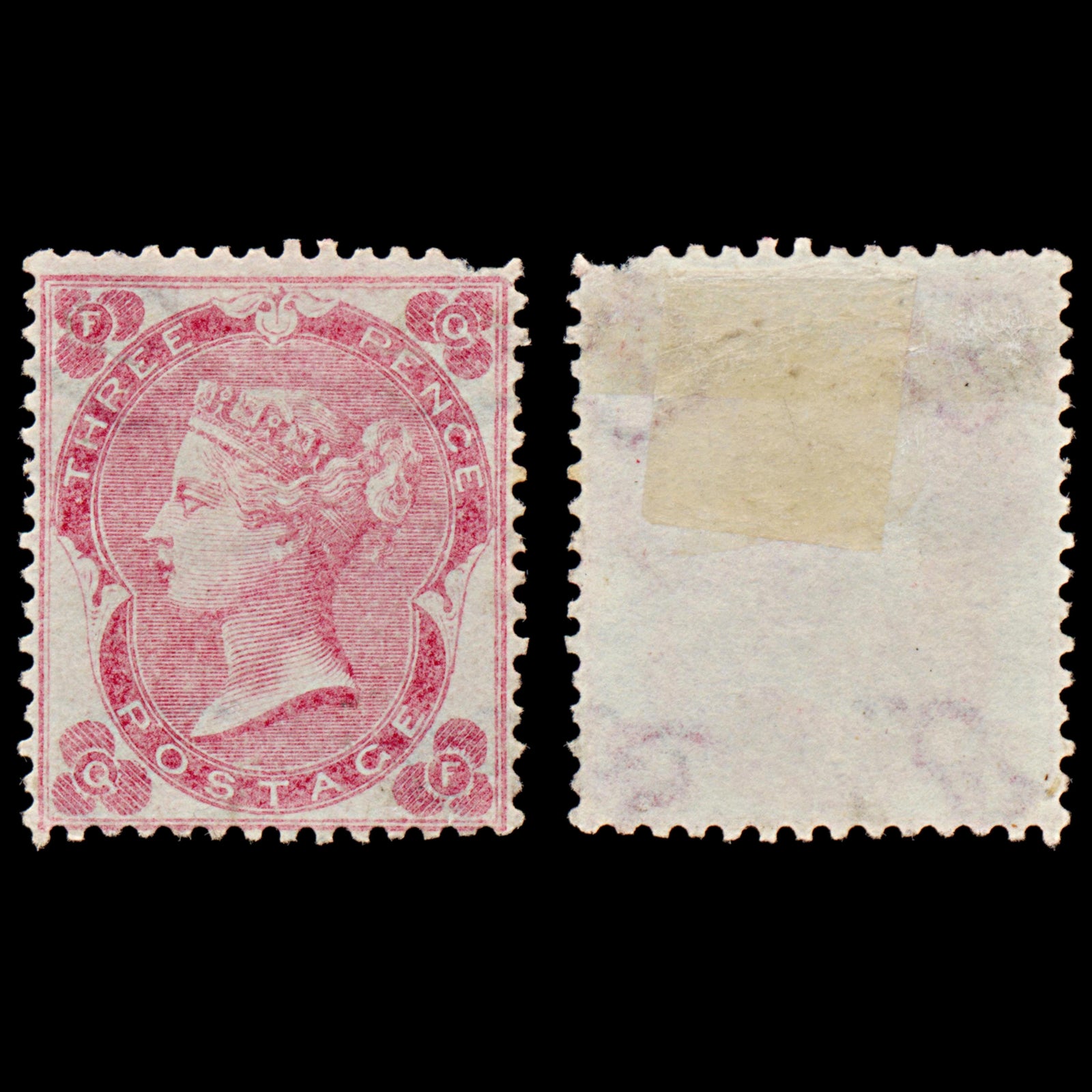 7437 GB SG76 3d Pale Carmine-Rose. J26(3) "QF" 1862. Sc#37 Mi18Ib. Mint MNG. C£2400