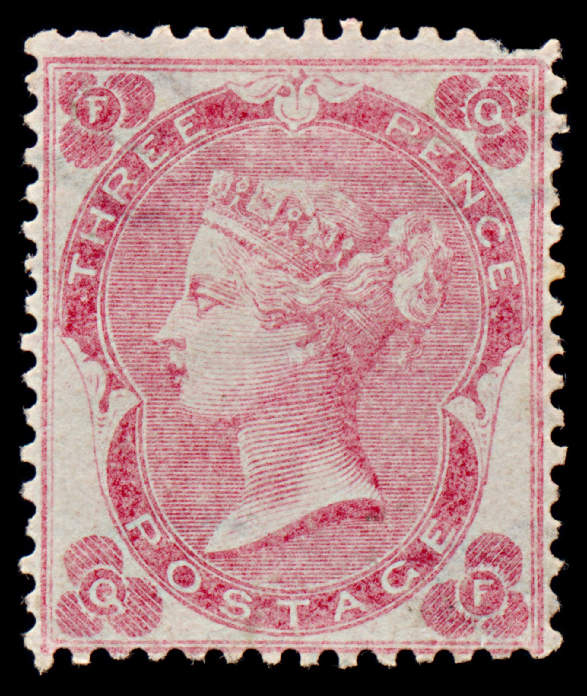 7437 GB SG76 3d Pale Carmine-Rose. J26(3) "QF" 1862. Sc#37 Mi18Ib. Mint MNG. C£2400