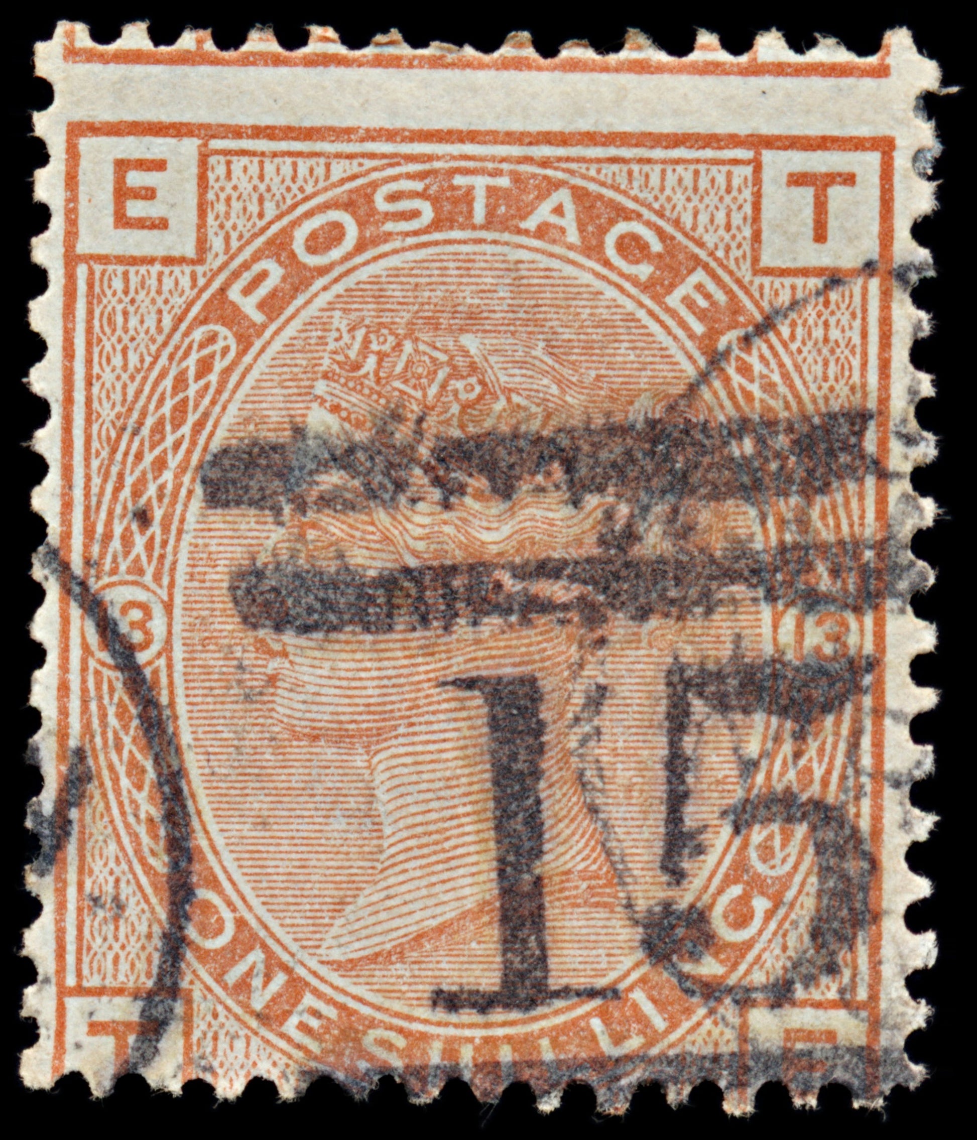 7507 GB SG163 1s Orange-Brown. Plate 13. J116 "TE" 1881. Sc#87 Mi64. Used. C£160