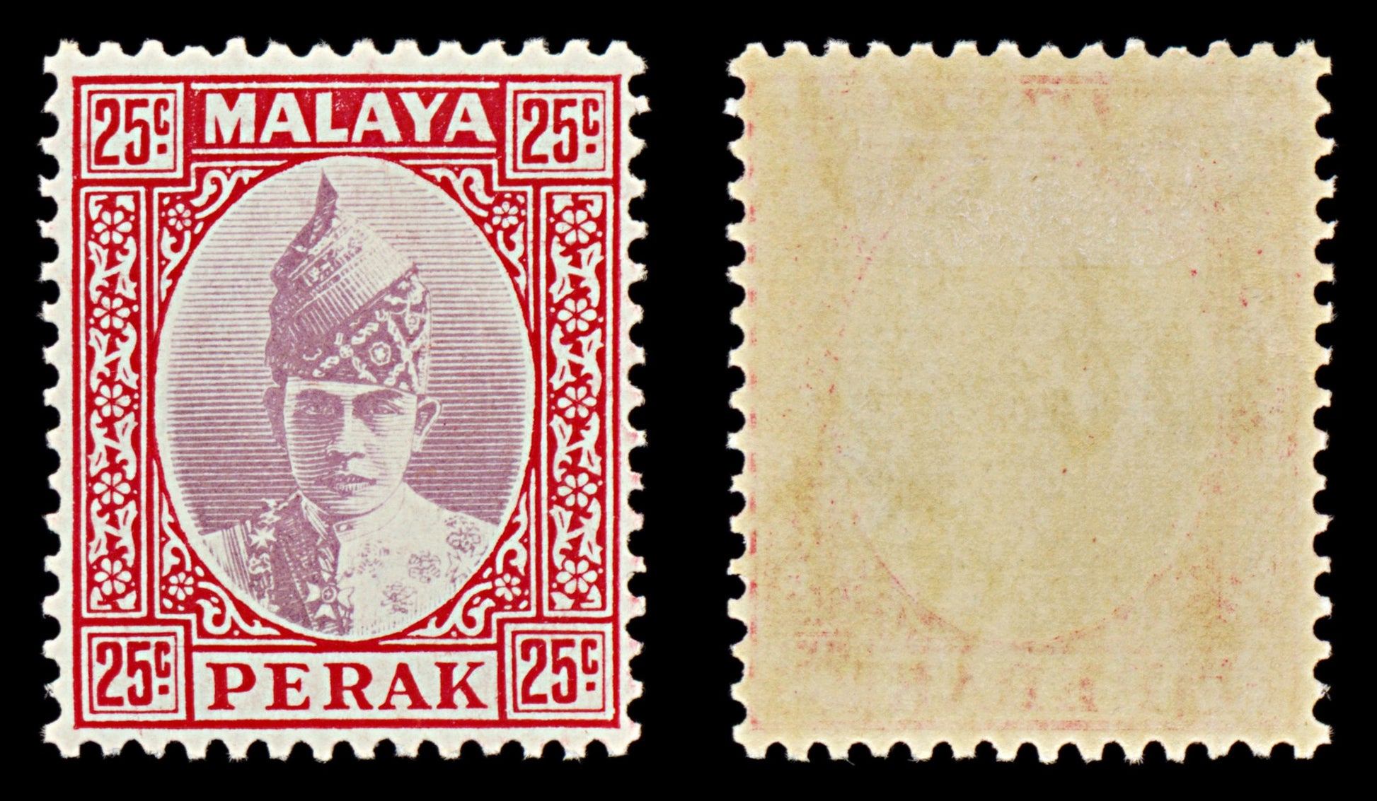 7520 Perak SG115 25C Red & Violet 1939. Sc#92 Mi68. Mint MVLH. C£50