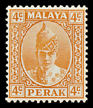 7522 Perak SG107 4C Orange 1939. Sc#86 Mi60. Mint MH. C£42