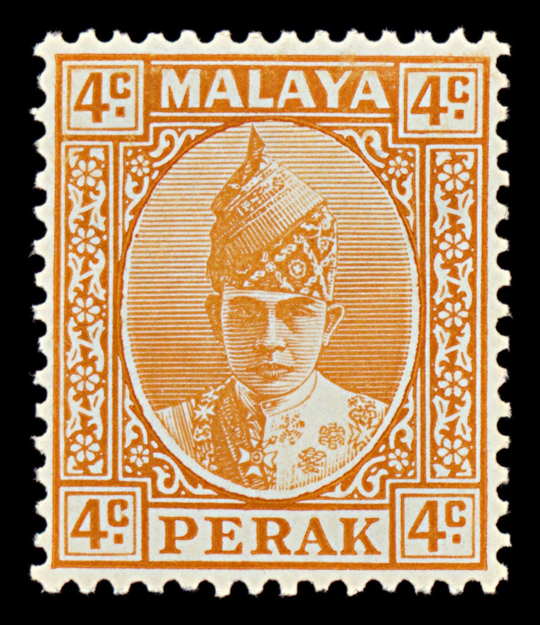 7522 Perak SG107 4C Orange 1939. Sc#86 Mi60. Mint MH. C£42