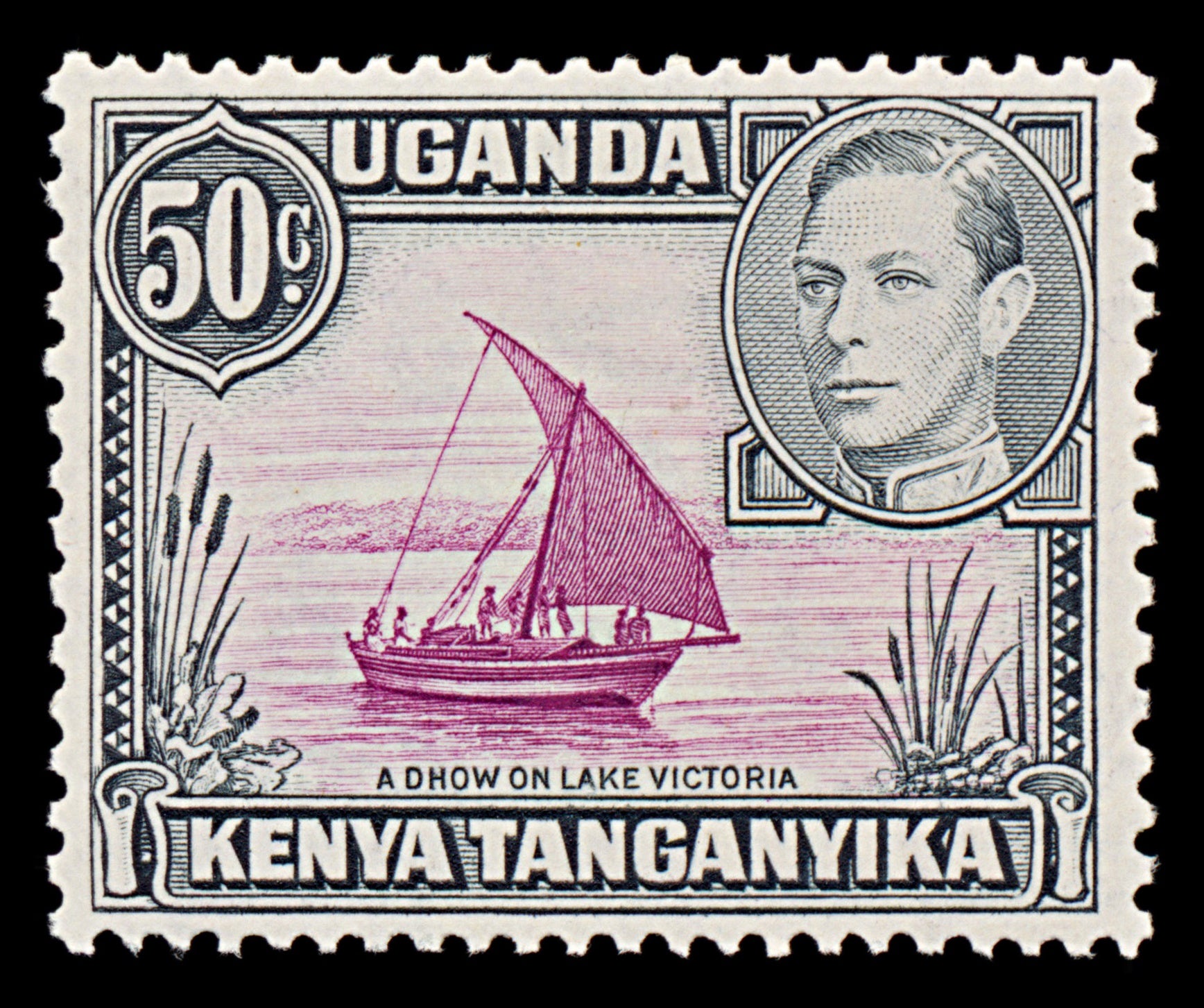 7530 KUT SG144 50C Purple & Slate Black 1938. Sc#79a Mi65IIA. Mint MH. C£25