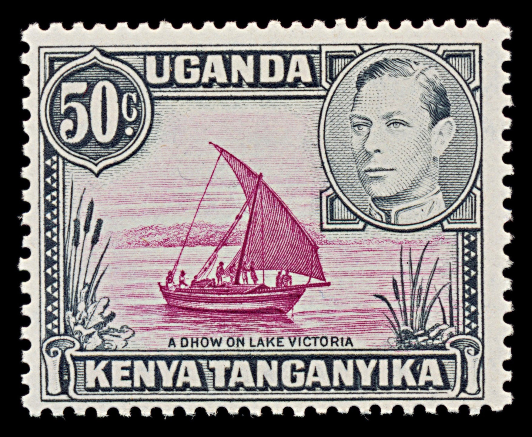 7532 KUT SG144e 50C Black & Reddish Purple 1949. Sc#79 Mi65IIC. Mint MH. C£15