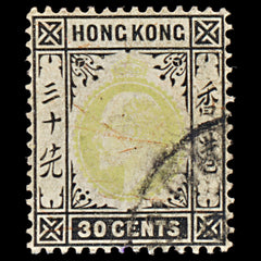 7535 Hong Kong SG84 30C Black & Dull Green 1904. Sc#99 Used. C£40, view 3
