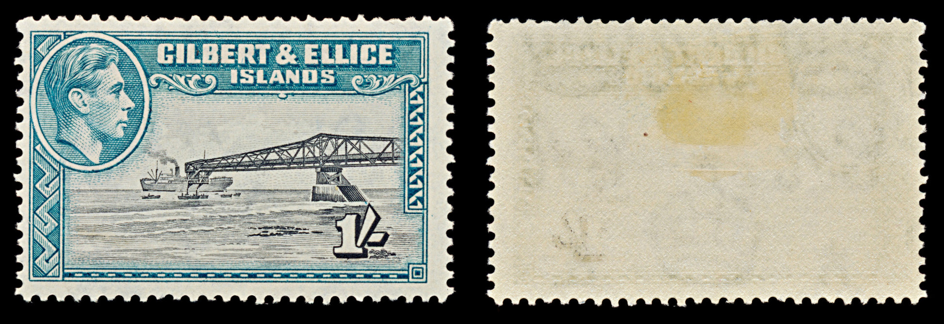 7538 Gilbert & Ellice SG51 1S Black & Turquoise Green 1939. Sc#48 Mi46A. Mint MH. C£40
