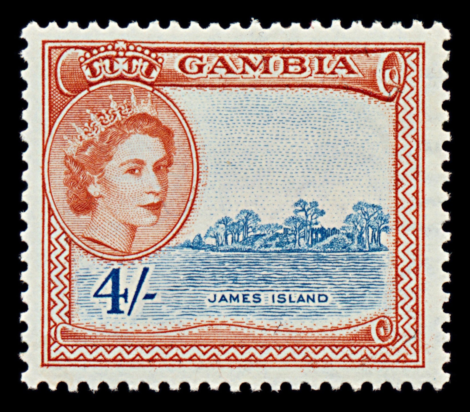 7541 Gambia SG182 4S Grey Blue & Red 1953. Sc#164 Mi159. Mint MH. C£17