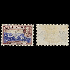 7548 Ceylon SG378 1Rs Brown & Violet 1935. Sc#274 Mi226. Used. C£32, view 1
