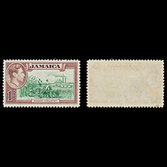 7550 Jamaica SG130 1S Green & Purple Brown 1938. Sc#125 Mi131. Mint MVLH. C£16, view 1