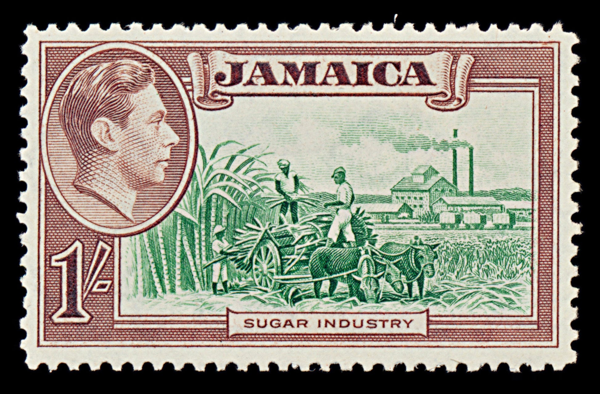 7550 Jamaica SG130 1S Green & Purple Brown 1938. Sc#125 Mi131. Mint MVLH. C£16